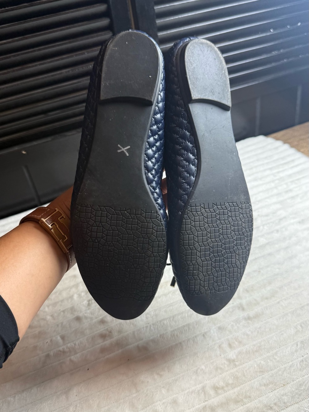 crown & ivy Navy Quilted Ballet Flats with Bow Charm - Picture 5 of 8